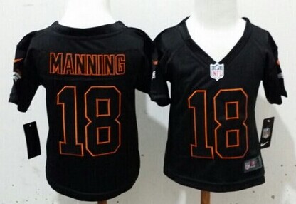 Nike Denver Broncos #18 Peyton Manning Lights Out Black Toddlers Jersey