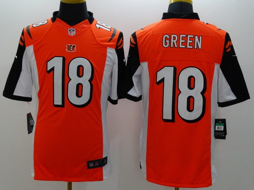 Nike Cincinnati Bengals #18 A.J. Green Orange Limited Jersey