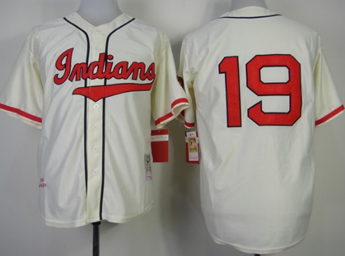 Cleveland Indians #19 Bob Feller 1948 Cream Throwback Jersey