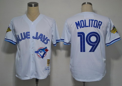 Toronto Blue Jays #19 Paul Molitor 1993 White Throwback Jersey