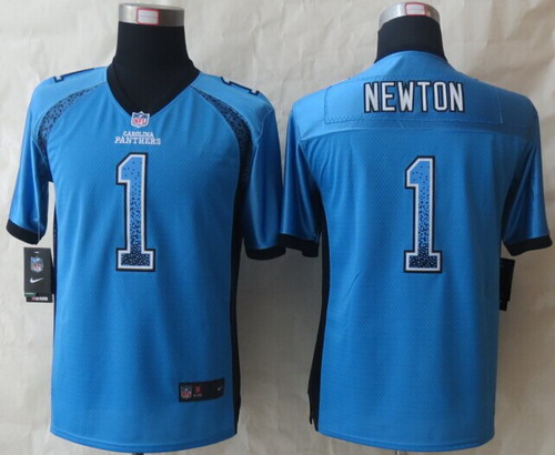 Nike Carolina Panthers #1 Cam Newton Drift Fashion Blue Kids Jersey