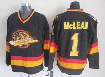 Vancouver Canucks #1 Kirk McLean Black Throwback CCM Jersey