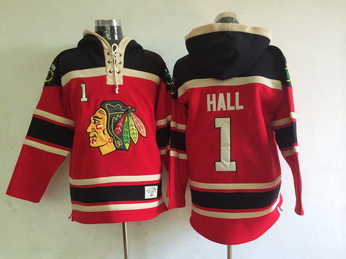 Old Time Hockey Chicago Blackhawks #1 Glenn Hall Red Hoodie