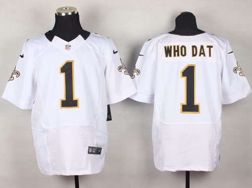 Nike New Orleans Saints #1 Who Dat White Elite Jersey