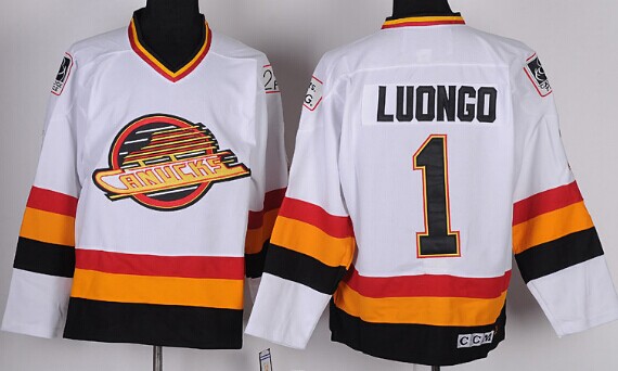 Vancouver Canucks #1 Roberto Roberto Luongo White Throwback CCM Jersey