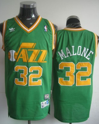 Utah Jazz #32 Karl Malone Green Swingman Throwback Jersey 