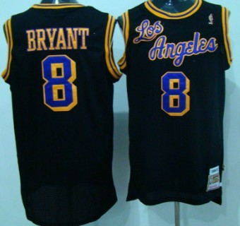 Los Angeles Lakers #8 Kobe Bryant Los Black Swingman Throwback Jersey 