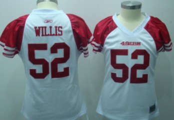 San Francisco 49ers #52 Wills White Womens Field Flirt Fashion Jersey