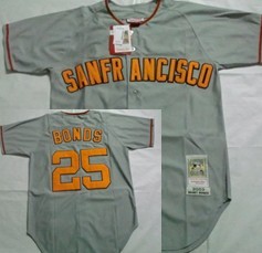 San Francisco Giants #25 Barry Bonds 2003 Gray Throwback Jersey