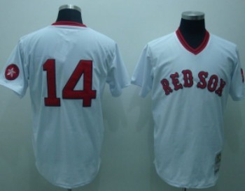 Boston Red Sox #14 Jim Rice 1975 White Throwabck Jersey 