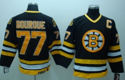 Boston Bruins #77 Ray Bourque Black Throwback CCM Jersey 