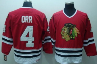 Chicago Blackhawks #4 Bobby Orr Red Throwback CCM Jersey 