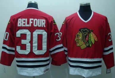 Chicago Blackhawks #30 Ed Belfour Red Throwback CCM Jersey