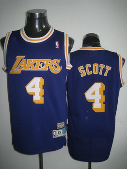 Los Angeles Lakers #4 Byron Scott Purple Swingman Throwback Jersey 