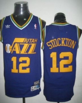 Utah Jazz #12 John Stockton Purple Swingman Throwback Jersey 