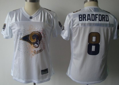 St. Louis Rams #8 Sam Bradford White Fem Fan Womens Jersey 