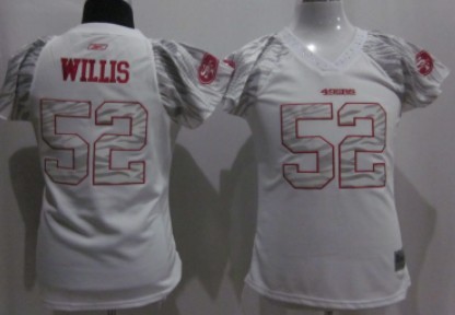 San Francisco 49ers #52 Patrick Willis White Womens Zebra Field Flirt Fashion Jersey 