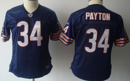 Chicago Bears #34 Walter Payton Blue Womens Jersey