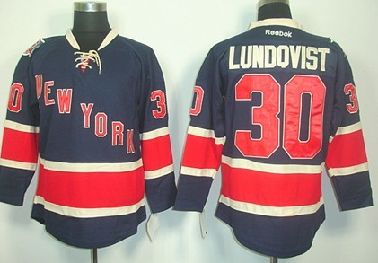 New York Rangers #30 Henrik Lundqvist Navy Blue Third 85TH Jersey 