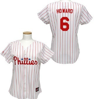 Philadelphia Phillies #6 Ryan Howard White With Red Pinstripe Womens Jersey 