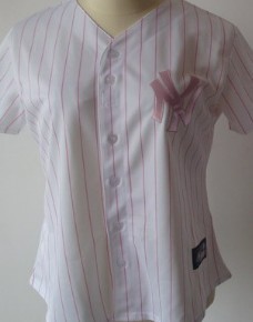 New York Yankees #4 Lou Gehrig White With Pink Pinstripe Womens Jersey 