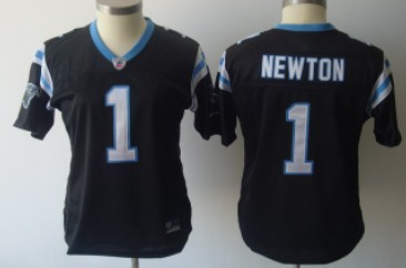 Carolina Panthers #1 Cam Newton Black Womens Jersey