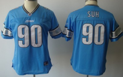 Detroit Lions #90 Ndamukong Suh Light Blue Womens Jersey