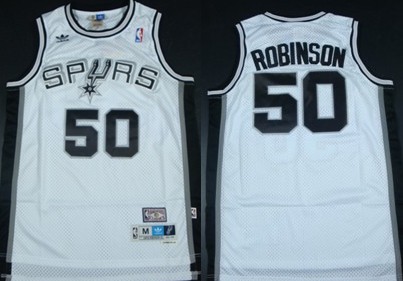 San Antonio Spurs #50 David Robinson White Swingman Throwback Jersey 