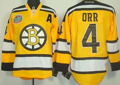 Boston Bruins #4 Bobby Orr Yellow Jersey