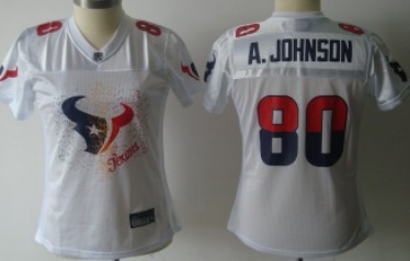 Houston Texans #80 Andre Johnson White Fem Fan Womens Jersey 