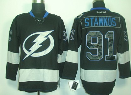 Tampa Bay Lightning #91 Steven Stamkos Black Ice Jersey