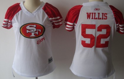 San Francisco 49ers #52 Patrick Willis 2011 White Womens Field Flirt Fashion Jersey 