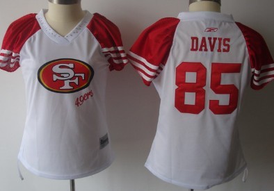 San Francisco 49ers #85 Vernon Davis 2011 White Womens Field Flirt Fashion Jersey 