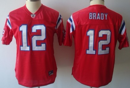 New England Patriots #12 Tom Brady Red Womens Jersey