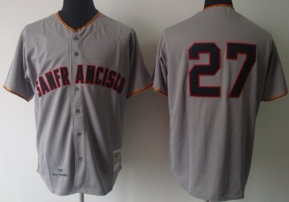 San Francisco Giants #27 Juan Marichal 1962 Gray Wool Throwback Jersey