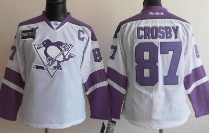 Pittsburgh Penguins #87 Sidney Crosby White Womens Fights Cancer Jersey 