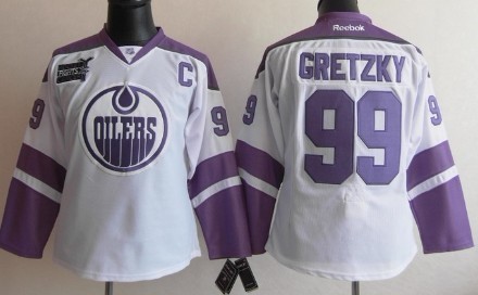 Edmonton Oilers #99 Wayne Gretzky White Womens Fights Cancer Jersey