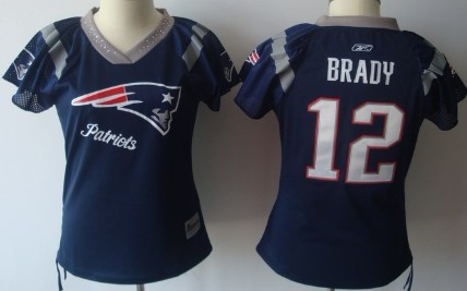 New England Patriots #12 Tom Brady 2011 Blue Womens Field Flirt Fashion Jersey 