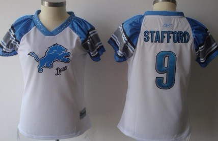 Detroit Lions #9 Matthew Stafford 2011 White Womens Field Flirt Fashion Jersey 