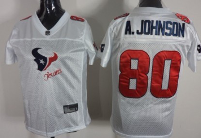 Houston Texans #80 Andre Johnson 2011 White Stitched Womens Jersey 