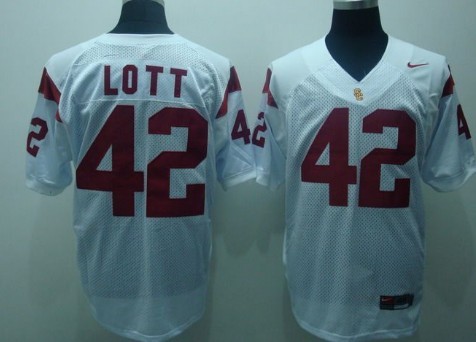 USC Trojans #42 Lott White Jersey