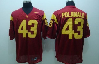 USC Trojans #43 Polamalu Red Jersey