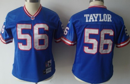 New York Giants #56 Lawrence Taylor Blue Throwback Womens Jersey 