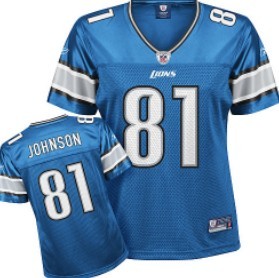 Detroit Lions #81 Calvin Johnson Light Blue Womens Jersey 