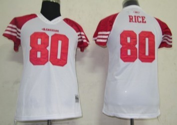 San Francisco 49ers #80 Rice White Womens Field Flirt Fashion Jersey 