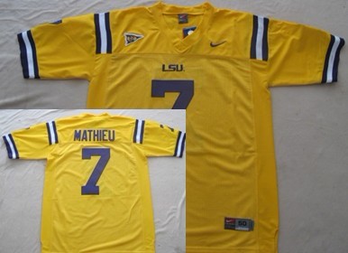 LSU Tigers #7 Tyrann Mathieu Yellow Jersey 