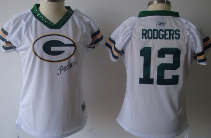 Green Bay Packers #12 Aaron Rodgers 2011 White Womens Field Flirt Fashion Jersey 