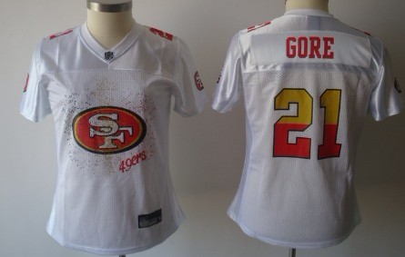 San Francisco 49ers #21 Frank Gore White Fem Fan Womens Jersey