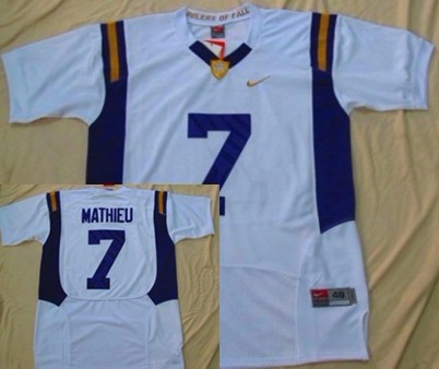 LSU Tigers #7 Tyrann Mathieu White Fighting Jersey 