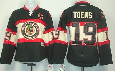 Chicago Blackhawks #19 Jonathan Toews Black Third Womens Jersey